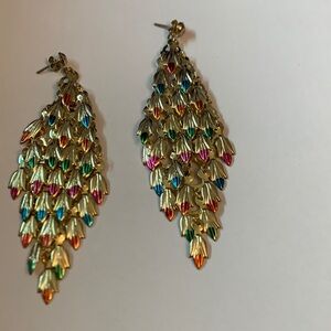 Multicolor Gold Leaf Dangle Earrings